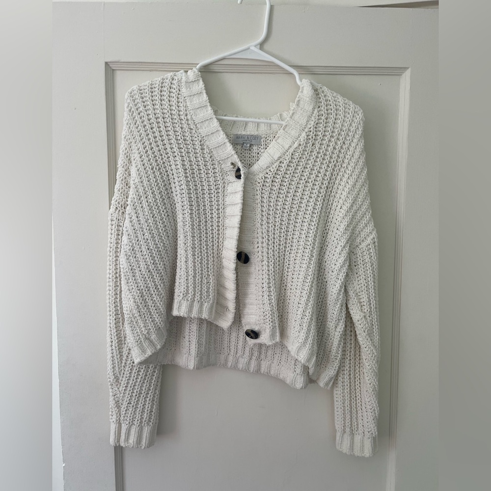White Crop Top Cardigan